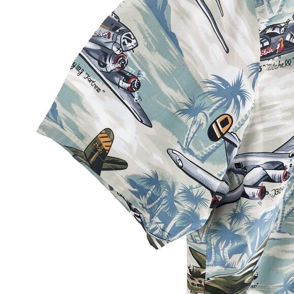 Kalaheo Hawaiian Shirt 2XL Size Men's Button Up Military Planes Liberator - Picture 7 of 14